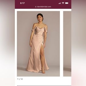 charmeuse cowl bridesmaid dress with swag sleeves. Galina signature